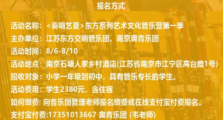 <奏响艺夏>东方系列艺术文化管乐营第一季火热报名中